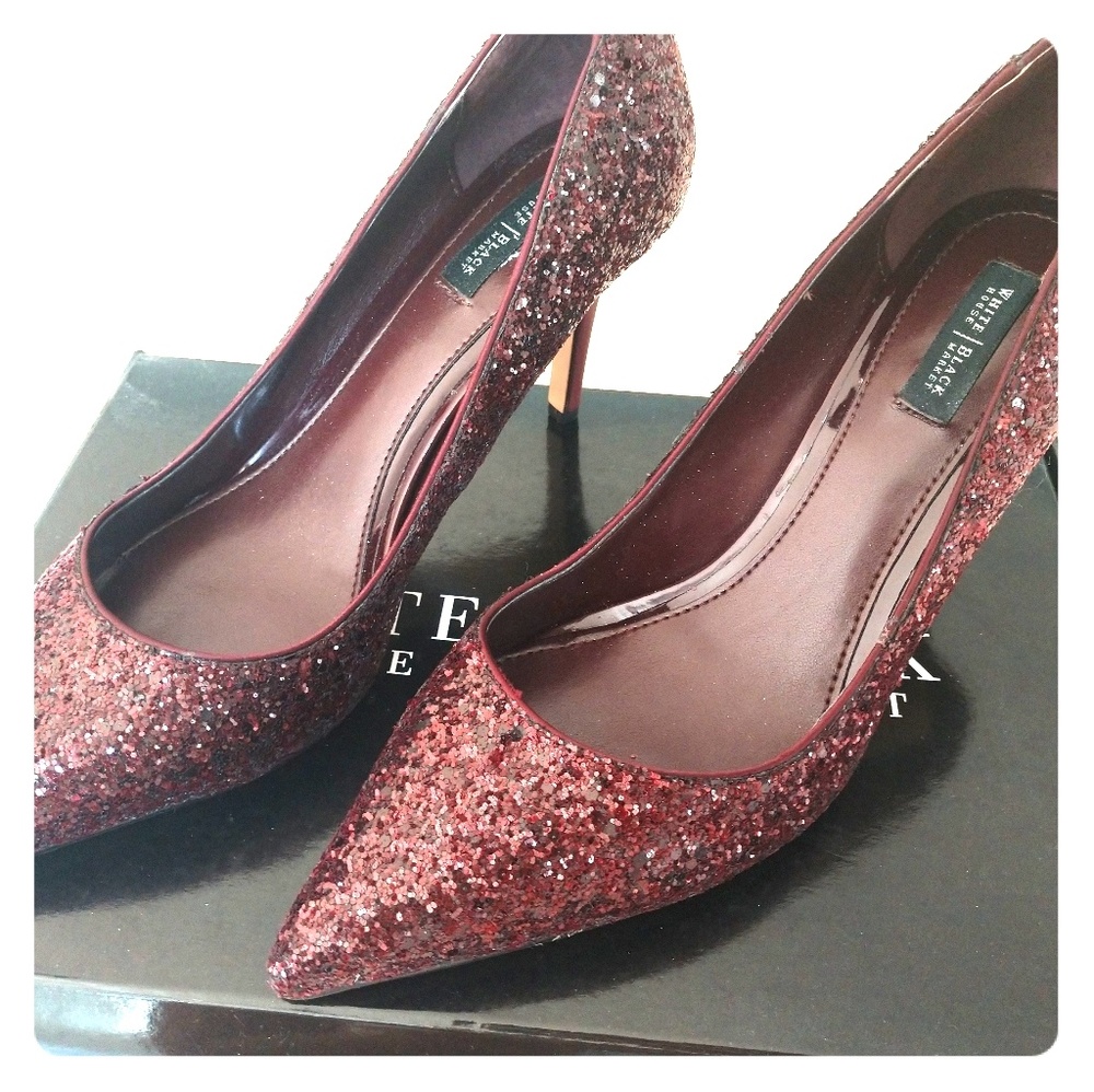 White House Black Market maroon glitter heels
